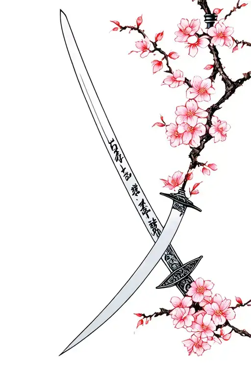 Japanese Sword With Cherry Blossom