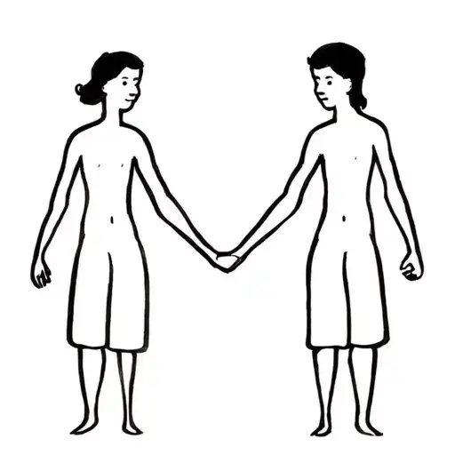 Twins And Father Holding Hands