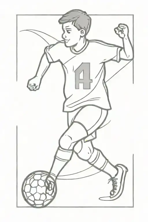 A Kid With A Shirt Number 14 Football Tattoo Design