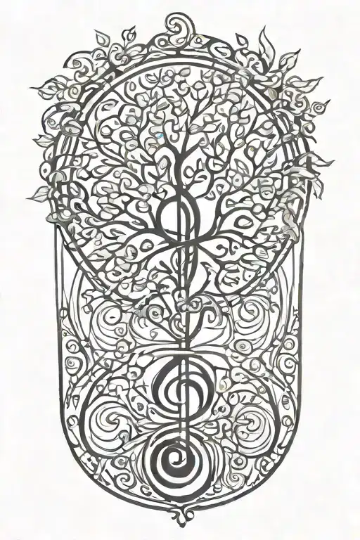 Treble Clef With The Tree Of Life On G Clef