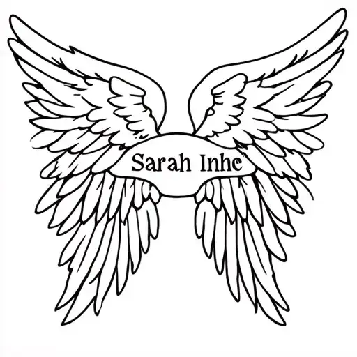 Angel Wings With The Word Sarah Inthe Middle Of The Wings No Background
