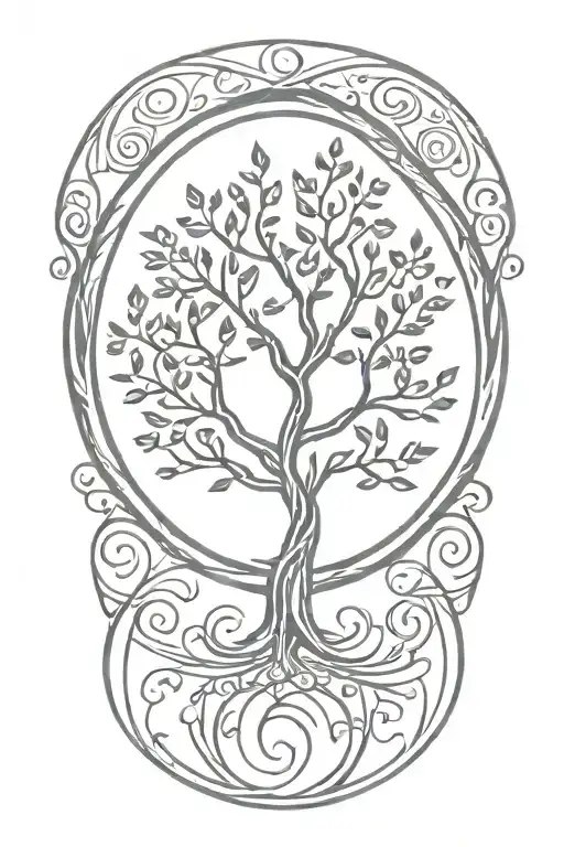 A Simple Circle With A Simple Tree Of Life Integrated With A Simple Treble Clef Inside The Circle