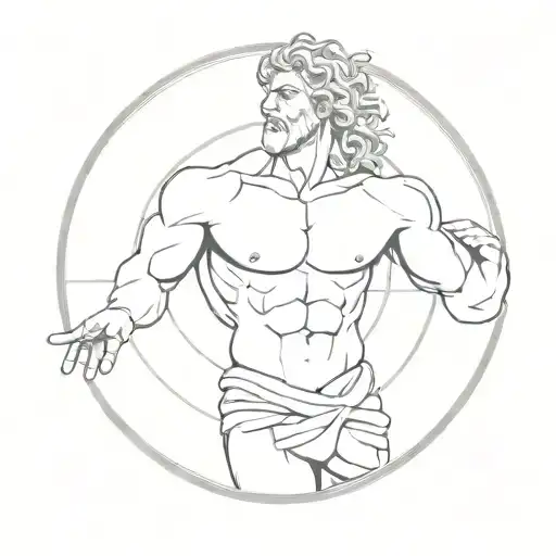 Greek God Atlas Holding Up The Earth With The Fibonacci Spiral Around It