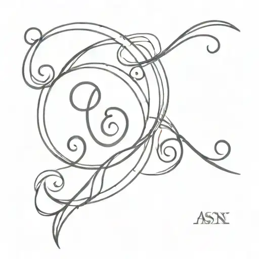 Initial A S N Roll Inspired Tattoo Design Featuring