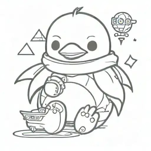 Cute Baby Penguin Playing Video Games Like Mario Dark Souls