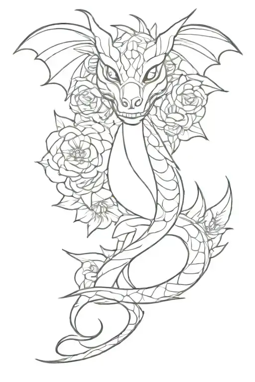 Dragon With Flower Of The Day Of The Dead