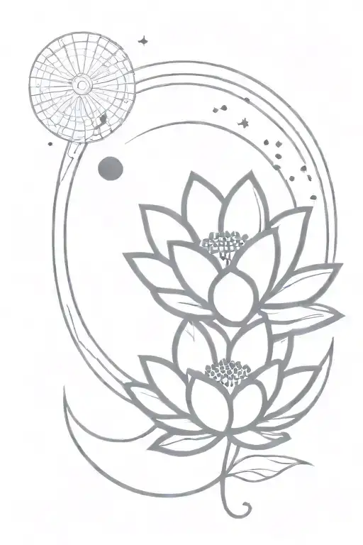 One Lotus And Cresent Moon