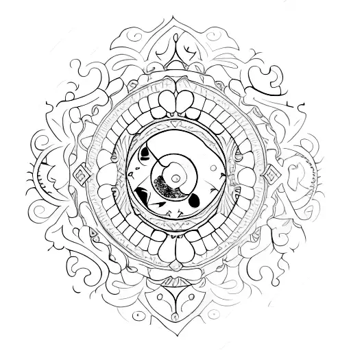 Ornamental Tattoo With A Moon As The Main Element