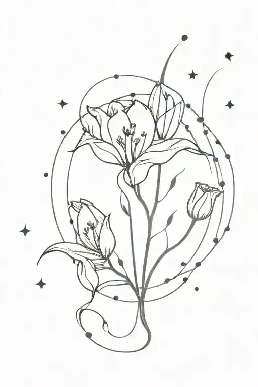 Constellation Of Gemini With Tulips And Moonstones