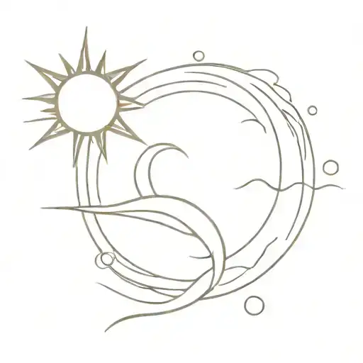 Sun And Fin One Line