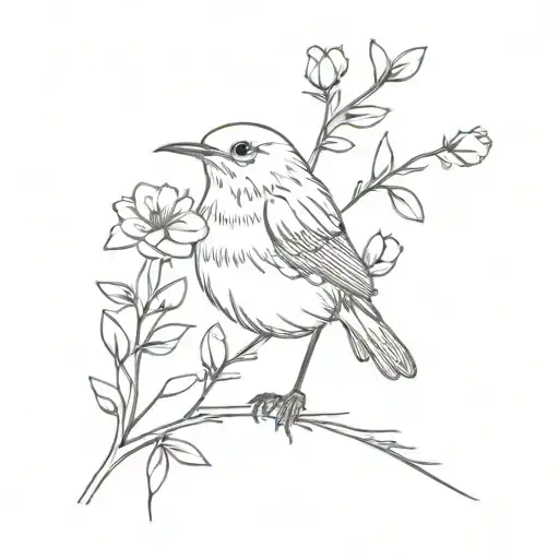 Robin With Birth Flowers