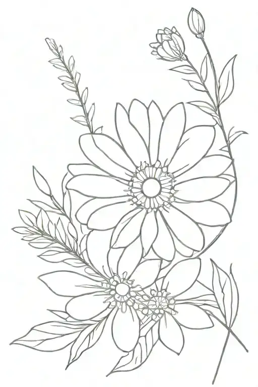 Daisy And Honeysuckle Flower With Leaves