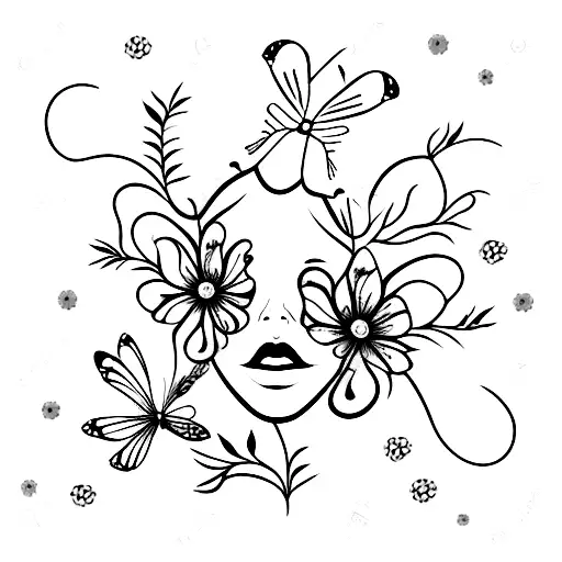 Butterfly Flower Pink Girly Dark