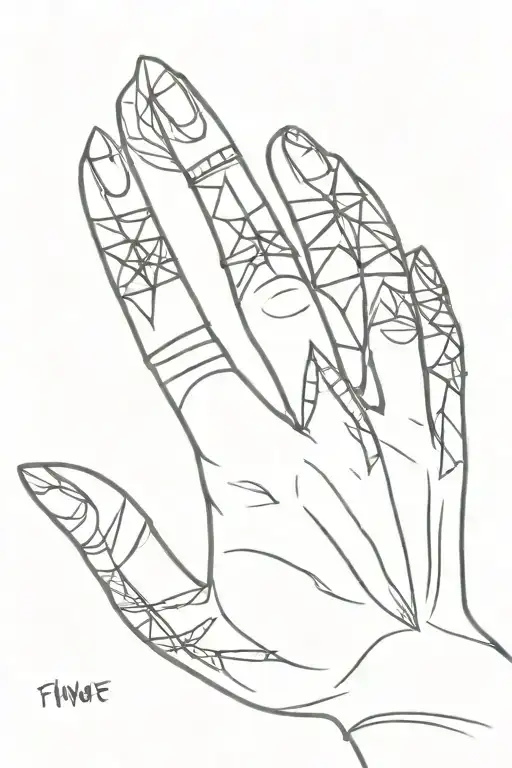 Neo Tribal Style Tattoo On Left Hand And Fingers With A Little Of Spider Web