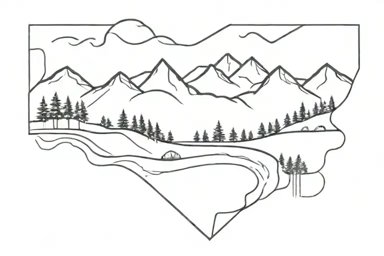 Mountains Water Trees Road Winding