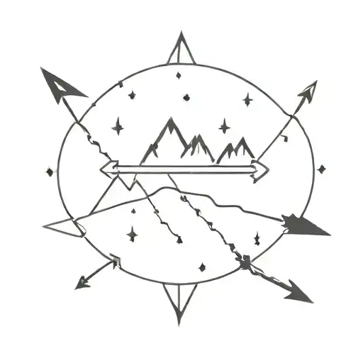 Arrow Constellation Surrounded My Mountain Range Silhouette