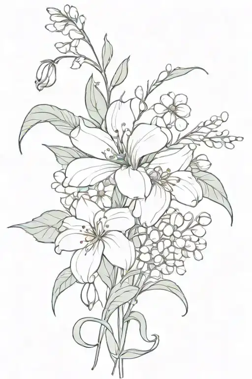 Marigold Lily Of The Valley Bouquet Fine Line