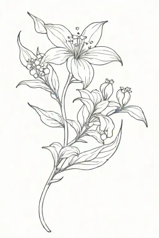Marigold Lily Of The Valley Fine Line Art Tattoo Minimal