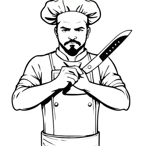 Cross -Arms Chef With A Kitchen Knife