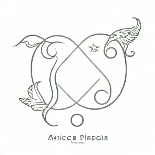 Delicate Tattoo Mixing Aries And Pisces Zodiac Signs