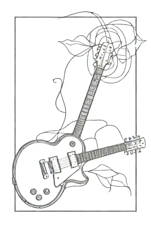 Les Paul Guitar Black Line Drawing