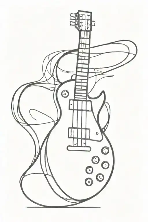 Les Paul Guitar Black Line Shape Only