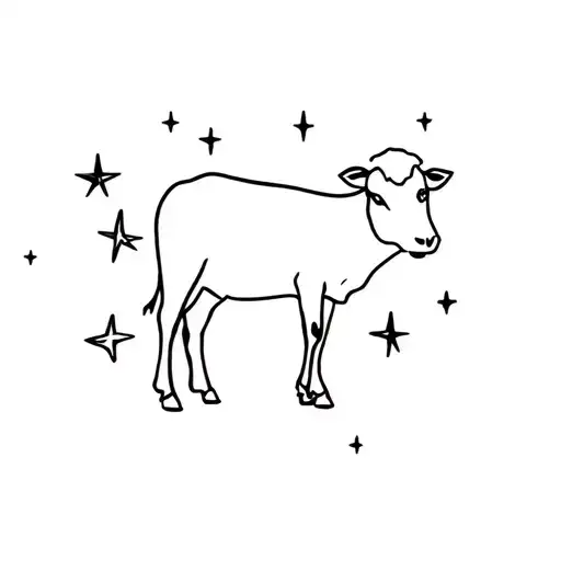 A Minimalist One Line Tattoo Of A Chevre Surrounded By Etoiles