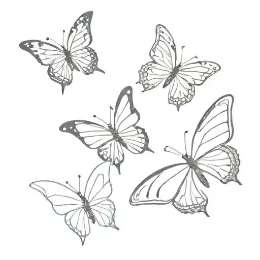 Three Butterflies Flying