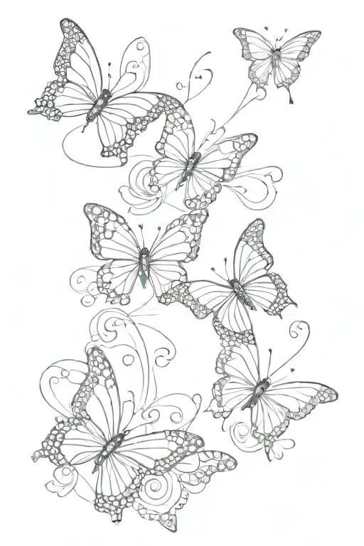 Three Butterflies Flying