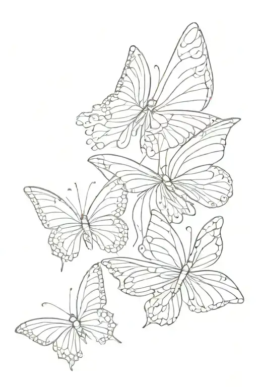 Three Butterflies Fluttering