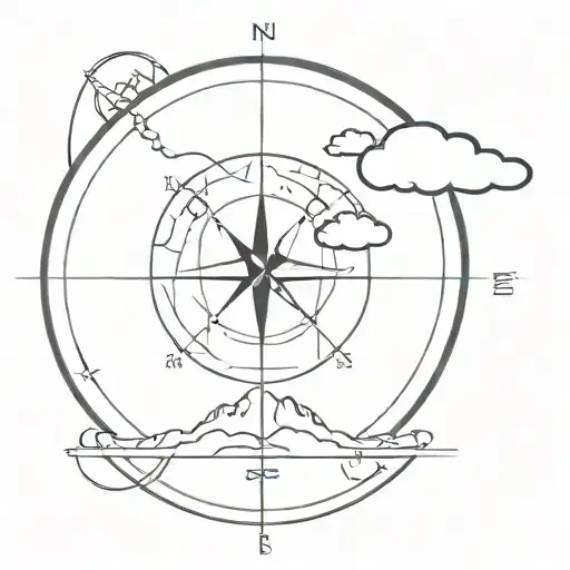 A Black Storm Cloud Morphing Into A Compass Design