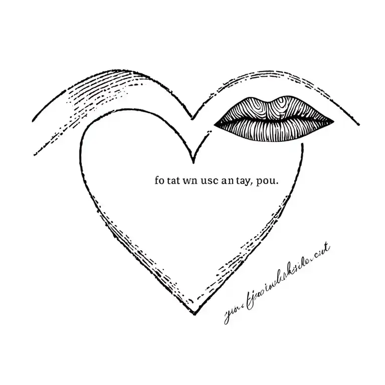 Fingerprint In The Form Of A Heart And A Short Text With A Small Minimalist Lip For