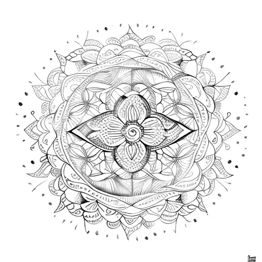 Feather Mandala With Intricate Floral Details