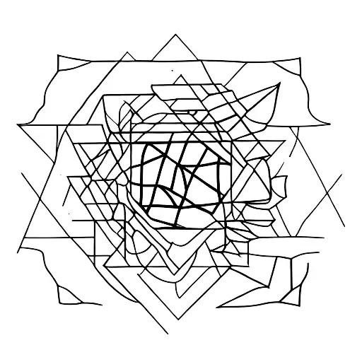 Abstract Cactus With Geometric Shapes