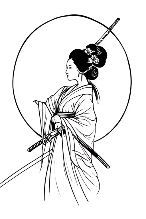 Geisha Holding A Katana