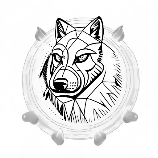 A Minimalist Tattoo Of A Wolf Steering A Car Wheel Made Of Coffee Beans