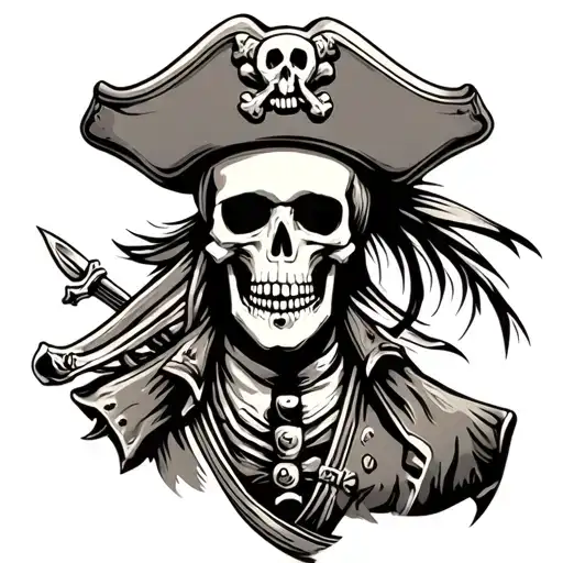 Skeleton Pirate Captain Full Body Sleeve Highly Detailed