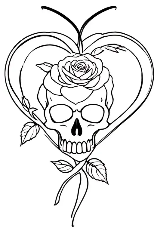 Skull Rose Heart