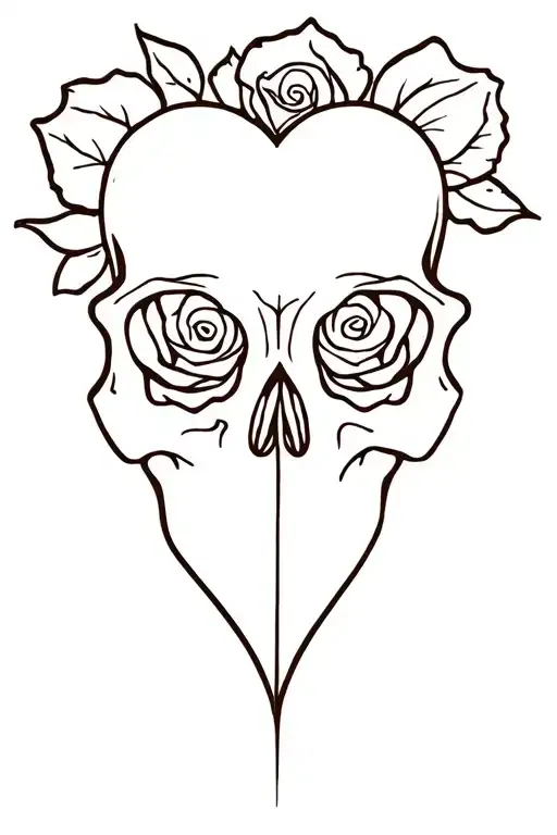 Skull Rose Heart
