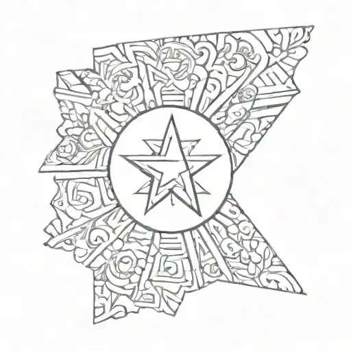 Arizona State Flag And Outline