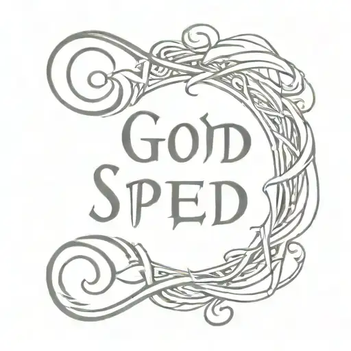 The Words God Speed With Shading In The Background Using A Western Font