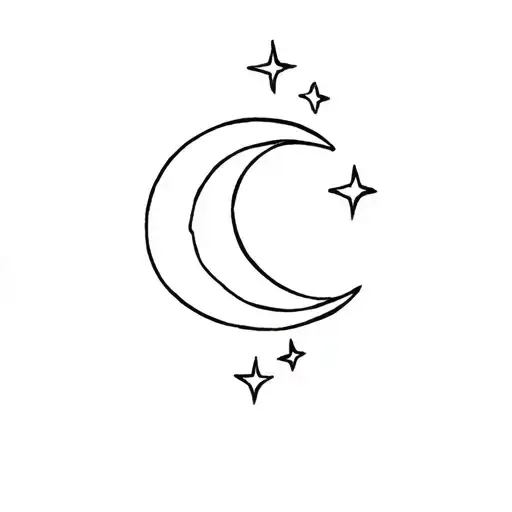 Crescent Moon And Three Stars