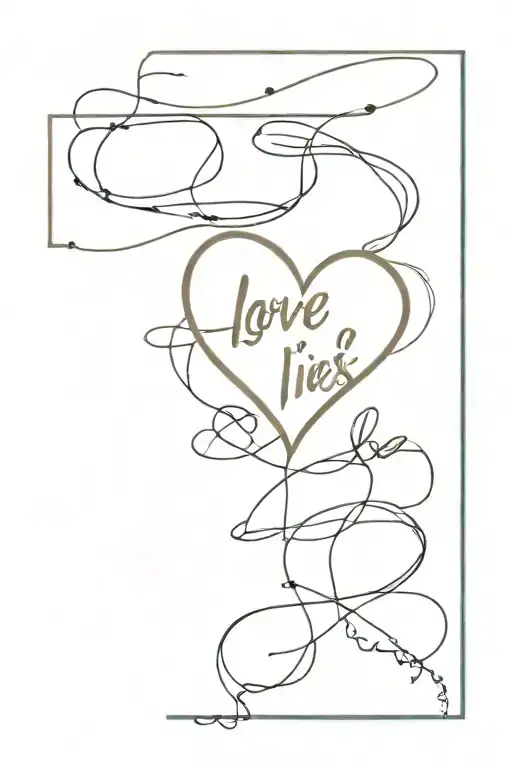 Love Of Lies Cursive In Shape Of Heart On Bicep