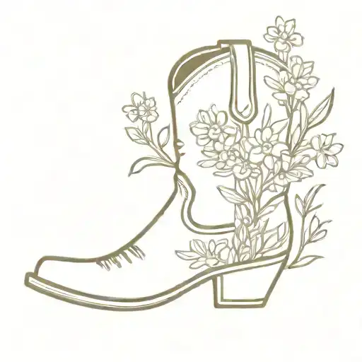 Cowboy Boot Surrounded By Wildflowers