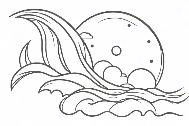 Wave With Sun Rising 70'S Retro Style