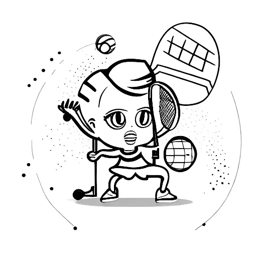 Alien Girl Playing Tennis