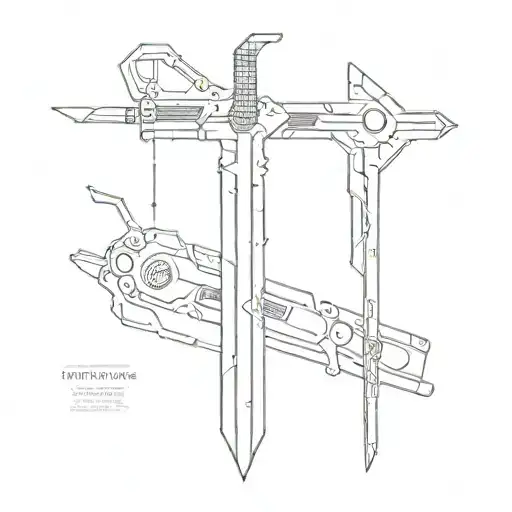 A Futuristic Cyberpunk Sword Design Intertwined With Circuitry And Computer Components