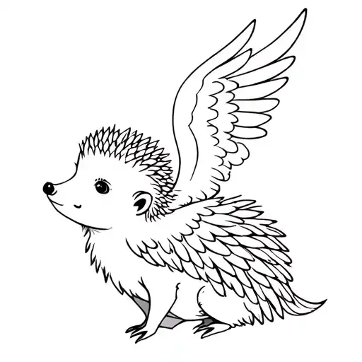 Angel Hedgehog With Angel Wings And