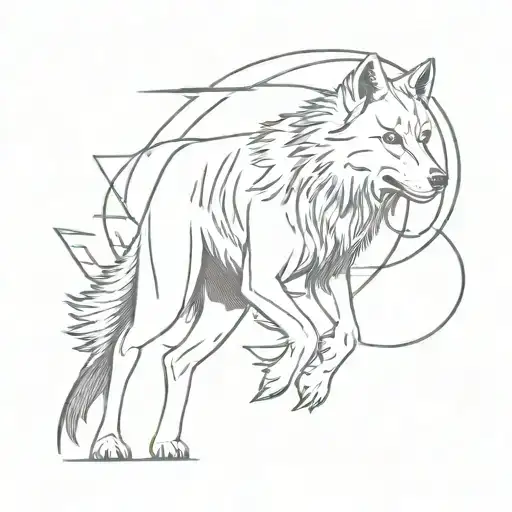 Turkic Tattoo With Gokturk Wolf Flag