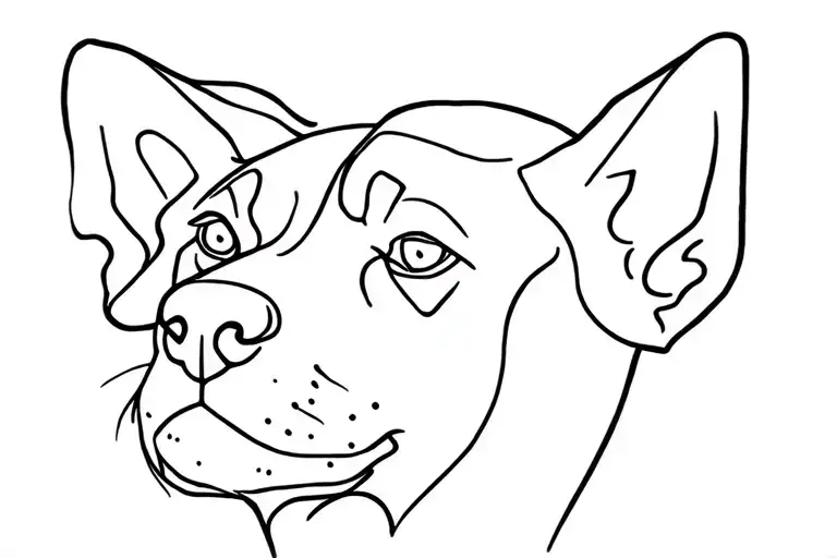Dog Head In Black Thin Line